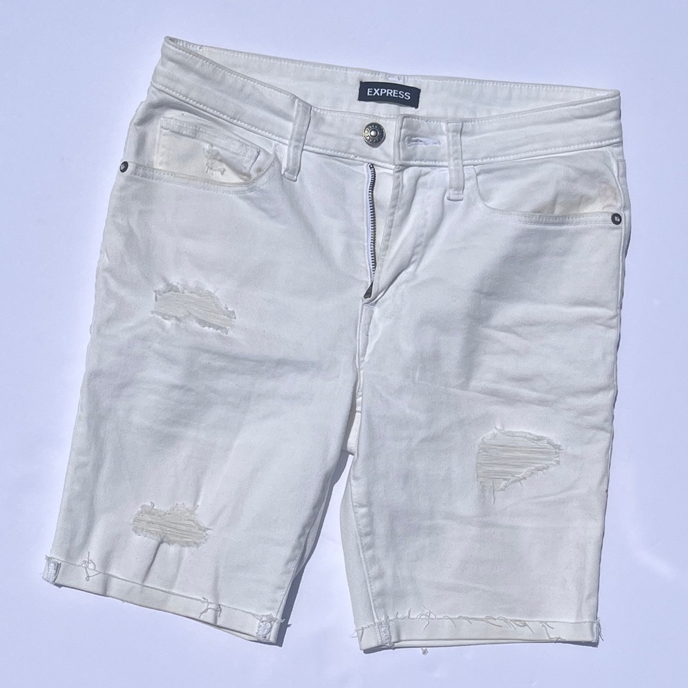 Express White Jean Shorts Classic Denim Style